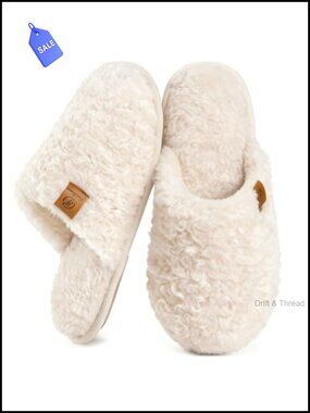 Fuzzy Memory Foam Slippers Cozy Indoor House Shoes